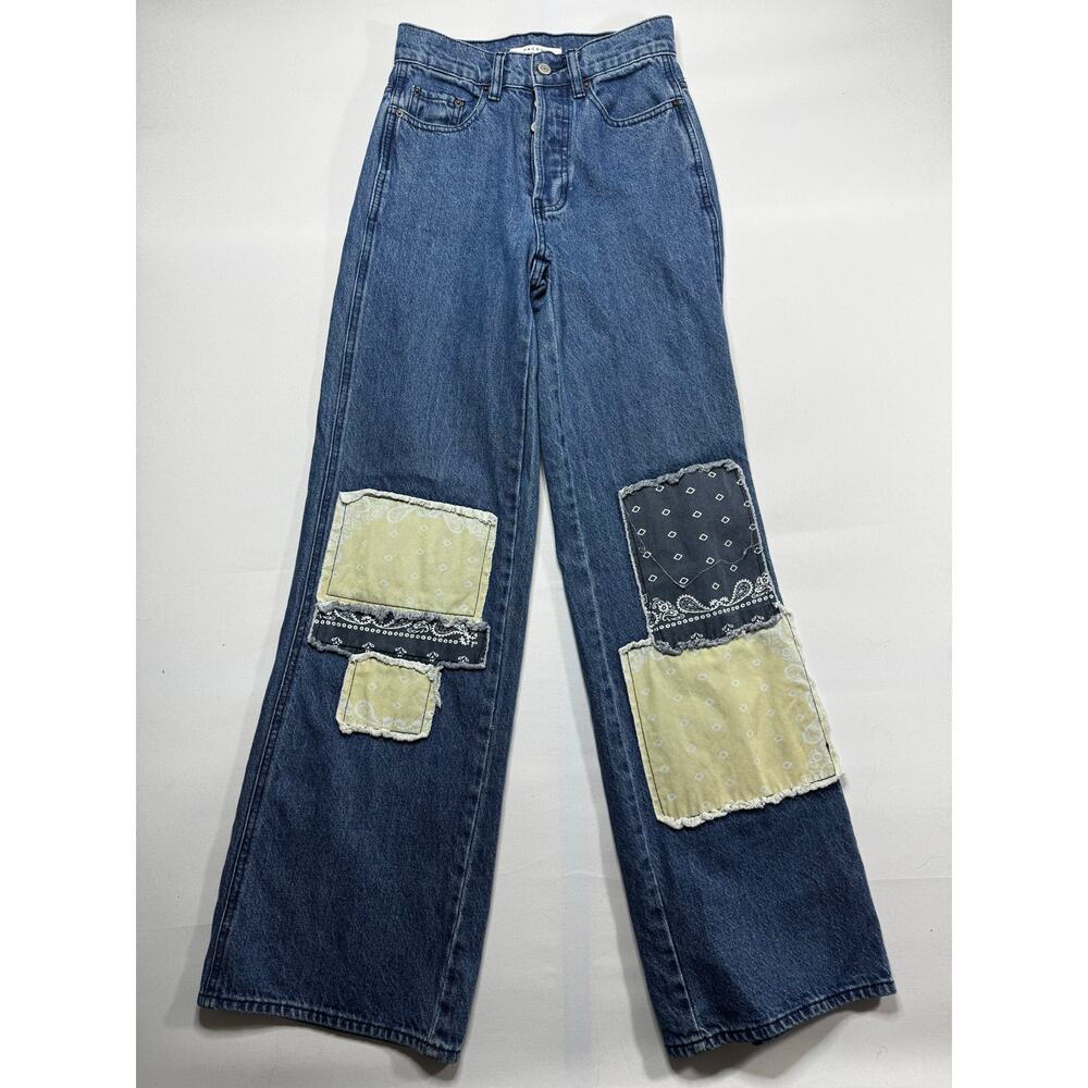 PacSun Women's Patchwork Baggy Blue Denim Jeans - Size 23 (25x32)